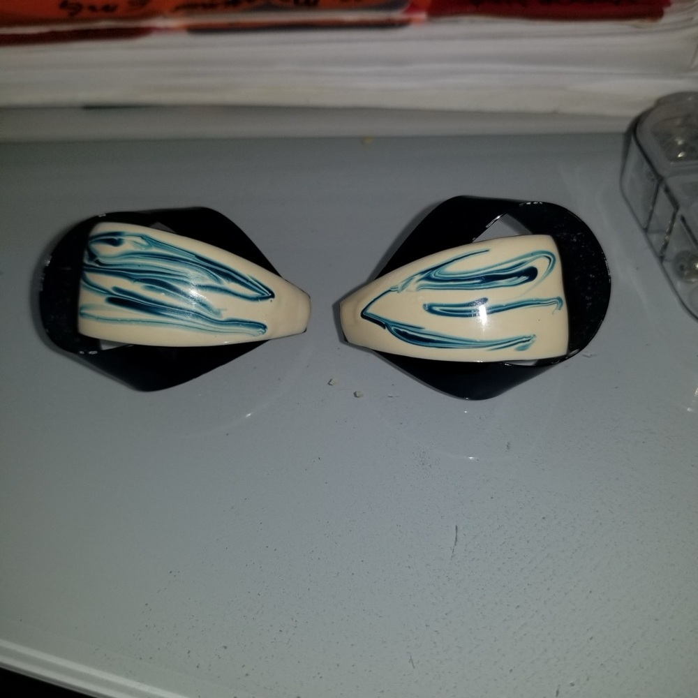 Source Unknown Blue and Cream Earrings